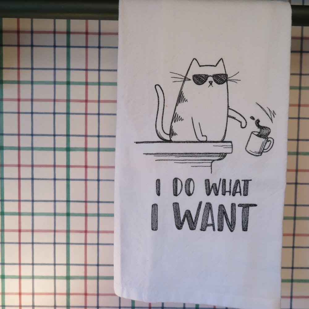 Embroidered Kitchen Towel-Cat lover